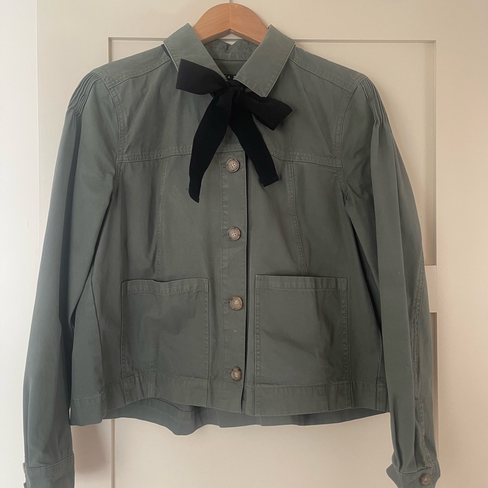 Women's Green Jacket with Black Bow